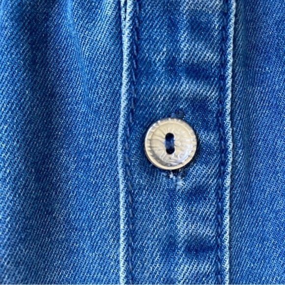 NWT 7 For All Mankind Girl Sleeveless Denim Romper Button Front Medium Wash Sz L - Picture 13 of 13